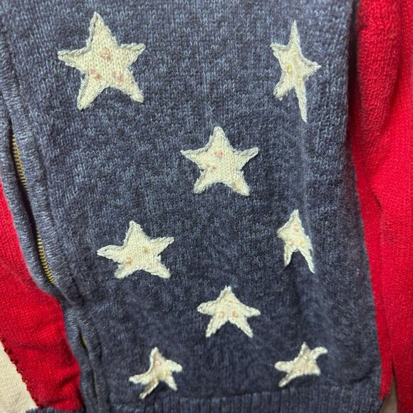 Vintage Tiara International Sz Medium American Flag Zip Up Sweater Patriotic USA - Picture 6 of 13